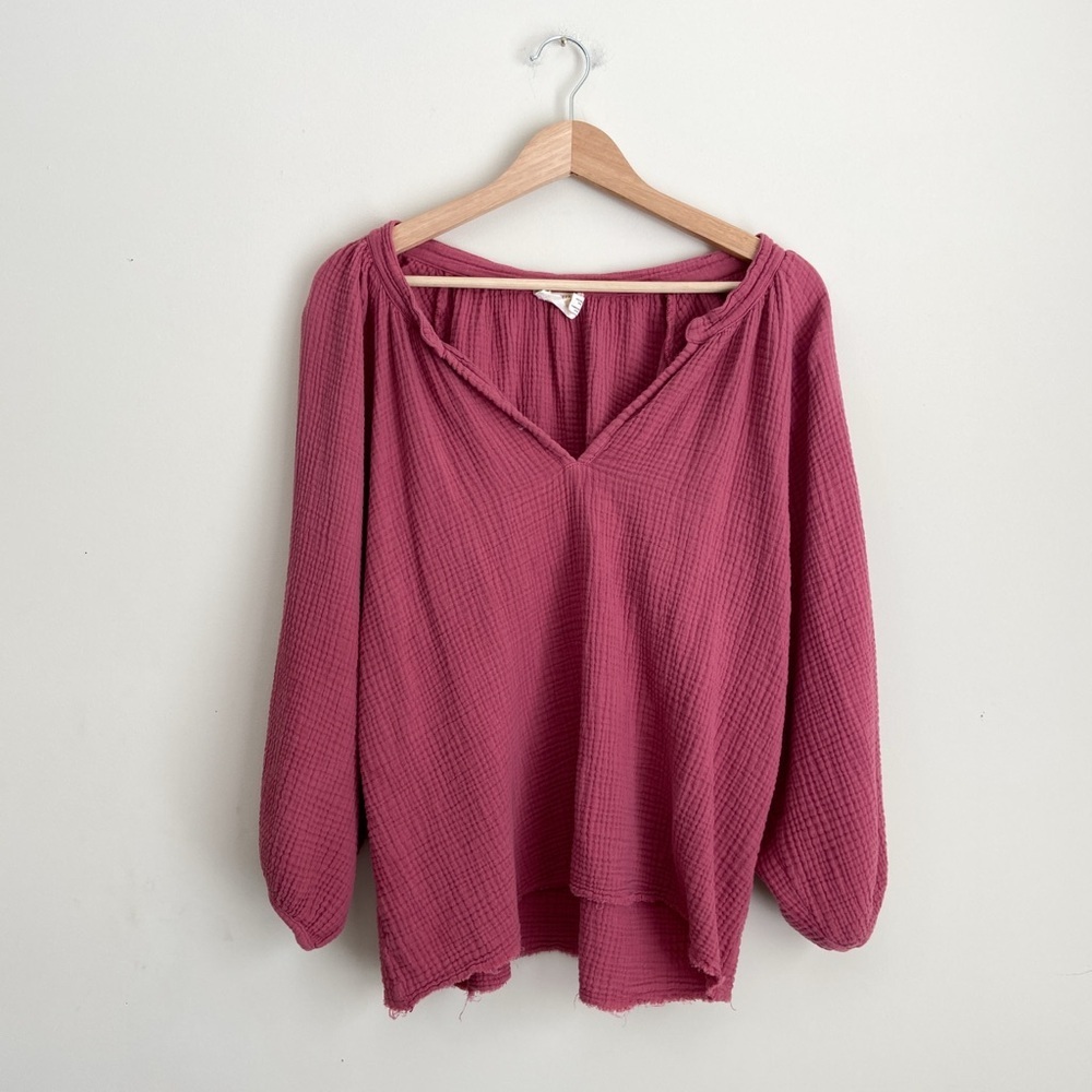 Nation LTD Mimi Peasant Blouse Blush Pink Gauze Size XL